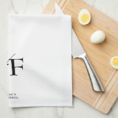 Bruiloft Monogram Eenvoudig Elegant Zwart-wit Theedoek (Quarter Fold)