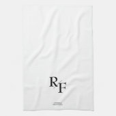 Bruiloft Monogram Eenvoudig Elegant Zwart-wit Theedoek (Verticaal)