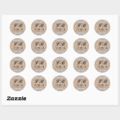 Bruiloft monogram en burlap kant stickers (Vel)