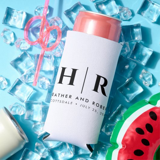 Bruiloft Monogram Gift voor Gast Bier Sleeve (Insitu Zomer)