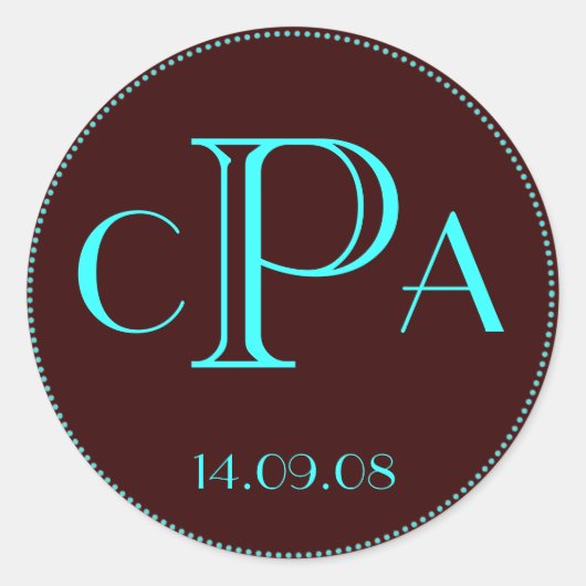 Bruiloft monogram gunst sticker label label (Voorkant)