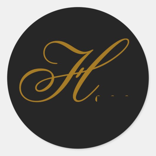 Bruiloft Monogram H Gold & Black Seal Sticker (Voorkant)