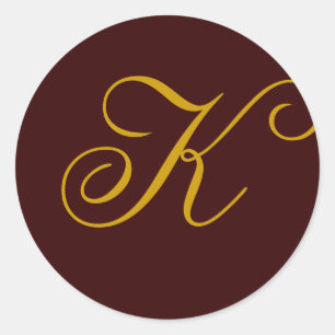 Bruiloft Monogram K Gold Seal Sticker