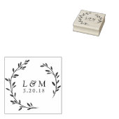 Bruiloft Monogram met Bladkrans Rubberstempel (Gestempeld)