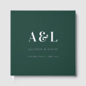 Bruiloft Monogram Minimalist Emerald Groen Goud Gastenboek (Voorkant)