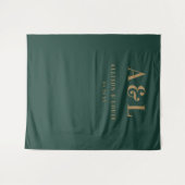 Bruiloft Monogram Minimalist Emerald Groen Goud Wandkleed (Voorkant (horizontaal))