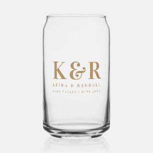 Bruiloft Monogram Minimalistisch Eenvoudig Goud Blikvorm Glas
