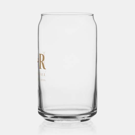 Bruiloft Monogram Minimalistisch Eenvoudig Goud Blikvorm Glas (Links)