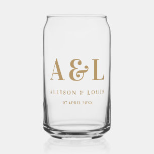 Bruiloft Monogram Minimalistisch Wit Goud Blikvorm Glas