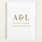 Bruiloft Monogram Minimalistisch Wit Goud Planner (Voorkant)