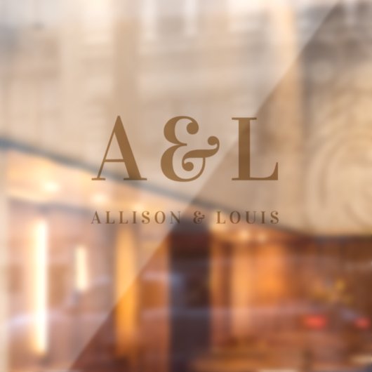 Bruiloft Monogram Minimalistisch Wit Goud Raamsticker (Vel 2)