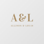 Bruiloft Monogram Minimalistisch Wit Goud Raamsticker (Vel)