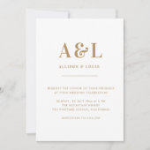 Bruiloft Monogram Minimalistisch Wit Goud Save The Date (Voorkant)