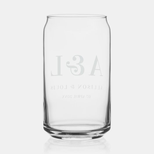 Bruiloft Monogram Minimalistische Smaragd Groen Blikvorm Glas (Achterkant)