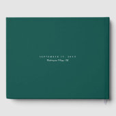 Bruiloft Monogram Minimalistische Smaragd Groen Gastenboek (Achterkant)