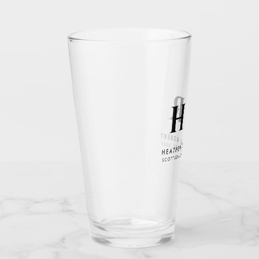 Bruiloft Monogram Moderne Custom Bruid en bruidego Glas (Rechts)