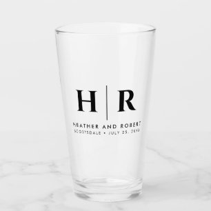 Bruiloft Monogram Moderne Custom Bruid en bruidego Glas