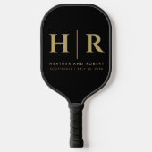 Bruiloft Monogram Moderne Custom Bruid en bruidego Pickleball Paddle (Voorkant)