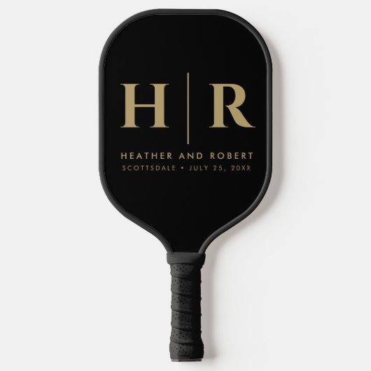 Bruiloft Monogram Moderne Custom Bruid en bruidego Pickleball Paddle (Voorkant)