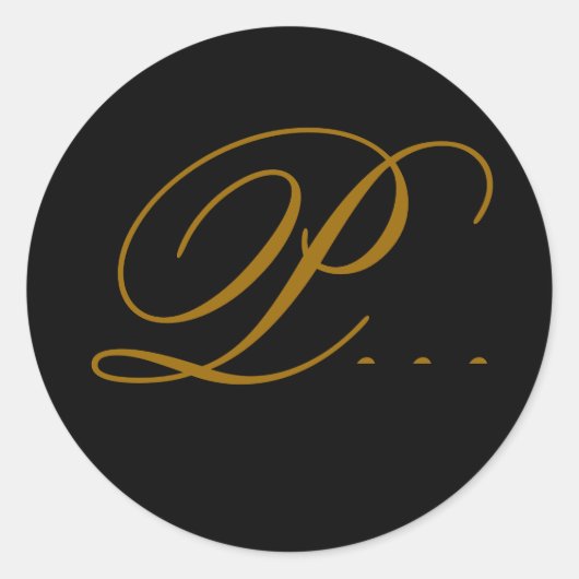 Bruiloft Monogram P Gold & Black Seal Sticker (Voorkant)
