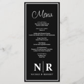 Bruiloft monogram receptie of Verloving diner Menu (Voorkant)