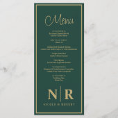 Bruiloft monogram receptie of Verloving diner Menu (Voorkant)