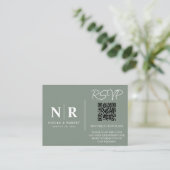 Bruiloft Monogram RSVP QR Code Foto Elegant Informatiekaartje (Staand voorkant)