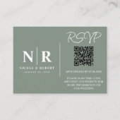 Bruiloft Monogram RSVP QR Code Foto Elegant Informatiekaartje (Voorkant)