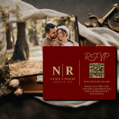 Bruiloft Monogram RSVP QR Code Foto Elegant Informatiekaartje