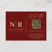 Bruiloft Monogram RSVP QR Code Foto Elegant Informatiekaartje (Voorkant)