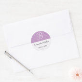 Bruiloft Monogram Stickers: Paarse strepen Ronde Sticker (Envelop)