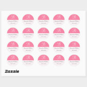 Bruiloft Monogram Stickers: roze strepen Ronde Sticker (Vel)