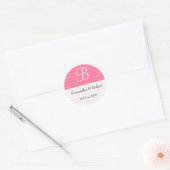 Bruiloft Monogram Stickers: roze strepen Ronde Sticker (Envelop)