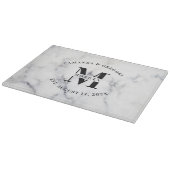 Bruiloft Monogram Typografie Wit Marmer Snijplank (Hoek)