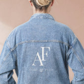 Bruiloft Monogram Wit Elegant Eenvoudig Minimalist Denim Jacket