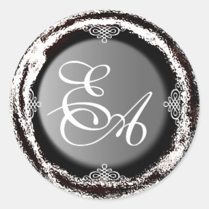 Bruiloft Monogram Zilveren Sticker Folie