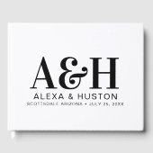 Bruiloft Monogram Zwart-wit Verfijnd Gastenboek (Voorkant)
