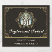 Bruiloft Mousserende Wijn Label Art Nouveau Vlekke Sparkling Wijnetiket (Enkel label)