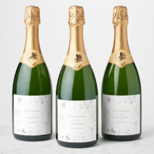 bruiloft Mousserende Wijn label Sparkling Wijnetiket