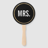 BRUILOFT MR EN MRS modern zwart wit goud Handwaaier (Achterkant)