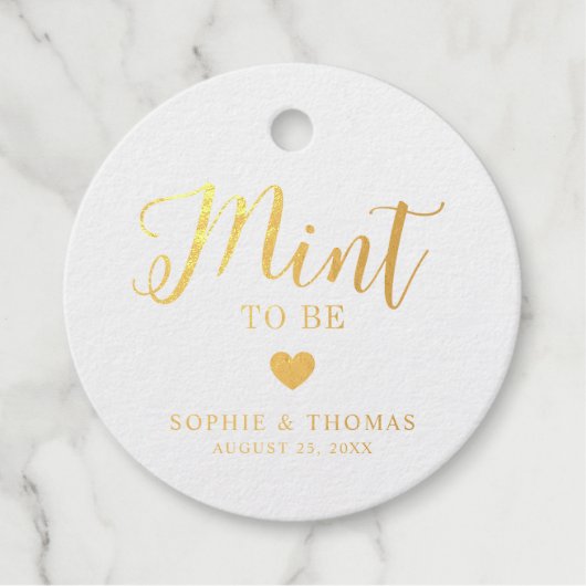 Bruiloft Munt Te Zijn Folie Ronde Bedankjes Labels (Voorkant)