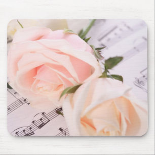 Bruiloft Muziek Lichtroze Rozen Mousepad Muismat