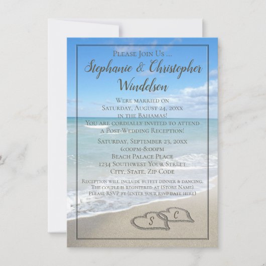 Bruiloft na-feest bestemming Strand Kaart (Voorkant)