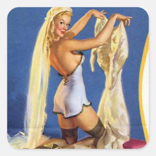 Bruiloft Nacht Pin Up Vierkante Sticker (Voorkant)