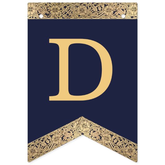 Bruiloft Navy Blauw Goud Namen Rozen Elegant Vlaggetjes (Eerste vlag)