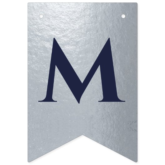 Bruiloft Navy Blue Faux Silver Hearts Mr. en Mrs. Vlaggetjes (Tweede vlag)