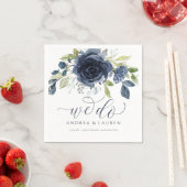 Bruiloft Navy Blue Waterverf boeket dat we doen Servet (Insitu)