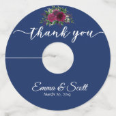 Bruiloft Navy Bourgogne Wine Dank u Labels (Voorkant)