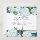 Bruiloft Navyblauw en Witte Hortensia Bloemen Kaart (Voorkant)