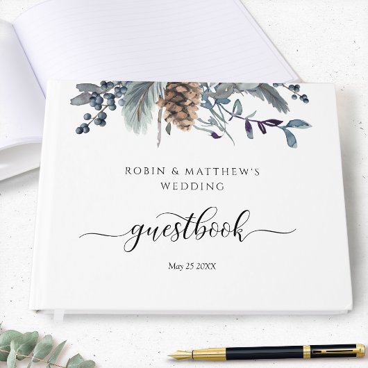 Bruiloft of anders, Elegant Navy Blue rustieke blo Gastenboek